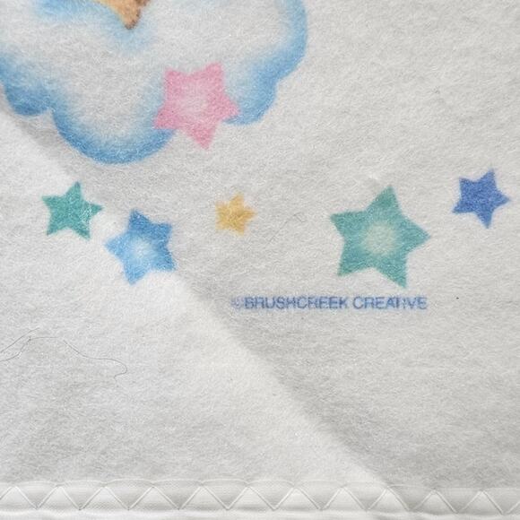 Reigel USA Brushcreek Creative Fleece Satin White Baby Blanket Bear Cloud Sleepy - Picture 3 of 5